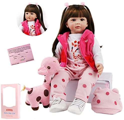 ZIYIUI Bambole Reborn Femmina Originale 24 Pollici 60cm in Silicone Morbido Vinile Realistica Simulazione Bello Toddler Bambole Reborn Ragazza Regalo di Natale Giocattolo
