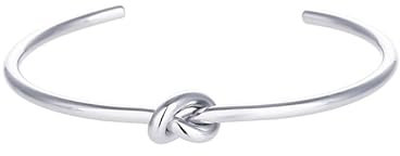 MAISON GIOIELLI FIRENZE - OHANA Bracciale Bangle con Nodo in Acciaio Placcato Oro, Bracciale Senza Chiusura Ipoallergenico Antigraffio e Waterproof (oro bianco)