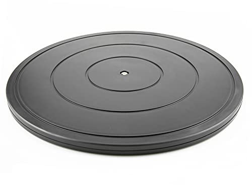 VOLCANOES CLUB 16 Inch Lazy Susan Turntable - Heavy Duty Rotating Swivel Steel Ball Bearings - Flat Base Stand for TV/Computer/Monitor/Arts/Crafts/Bonsai/Statue/Cabinet Organizer (Plastic&Black)