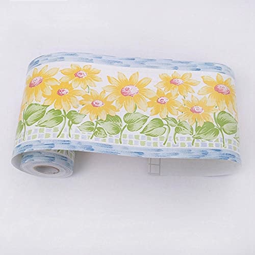 GouieRylin Bordi Per Carta Da Parati Autoadesivi Rimovibile Per Cucina Bagno Piastrelle Adesivo Per Pareti Autoadesiva girasole 10.6×1000cm