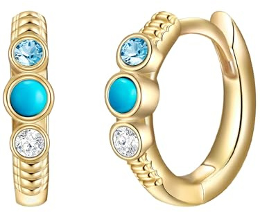 Glanzstücke München Damen Ohrringe 925/- Sterling Silber gelbgold | gelbvergoldet 18 Karat, Creolen, Türkis (rek.), türkis