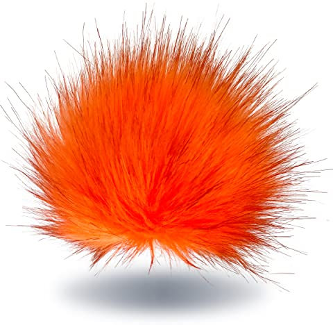 Wohnkult 15-17 cm Kunstfell Bommel mit Druckknopf Pelzbommel Pompon für Mützen Anhänger | 16 Farben (Neonorange)