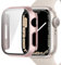 Miimall Compatible avec Apple Watch Série 9/8/7 45mm PC Coque Protection Écran en Verre Trempé, [Couverture Complète] Anti-Rayure Étui Protecteur du iWatch Série 9/8/7 45mm - Or Rose