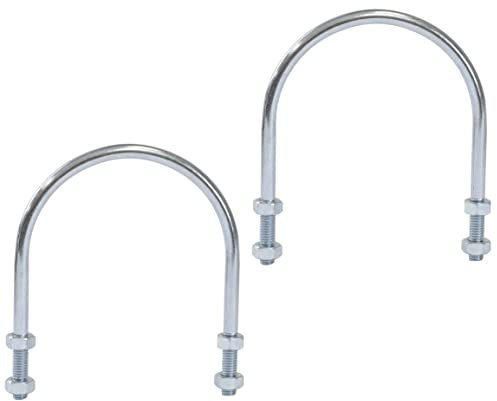AERZETIX - C59053 - Juego de 2 Pernos en forma U para tubo 3 y 4 tuercas M8x121mm - para tubo con diámetro 3 ~90mm - DIN3570 - en acero galvanizado - color plata