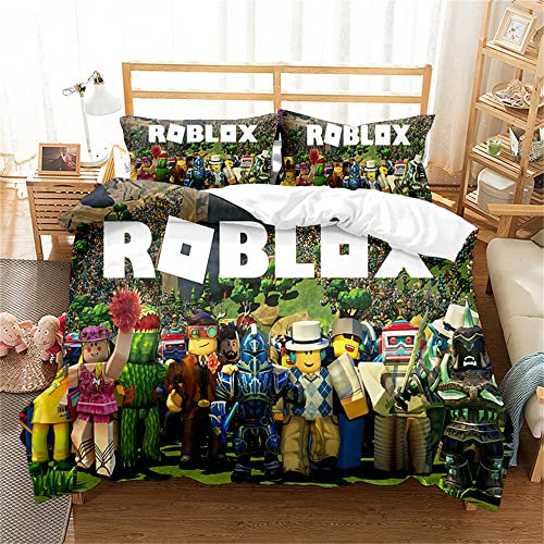 Ste-X Set Copripiumino Singolo Roblox A 200 Fili 100% Cotone Egiziano di qualità Alberghiera Ultra Morbido Anti Allergico di Lusso (150x200cm,Roblox 04)