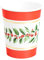 Horeca Collection 6 Unidades - Vasos Desechables Cartón 270 CC con Temática Acebo en Color Rojo con diseño de Acebo. Vaso Cartón Biodegradable Navidad, 100% Reciclable Celebraciones y Eventos.