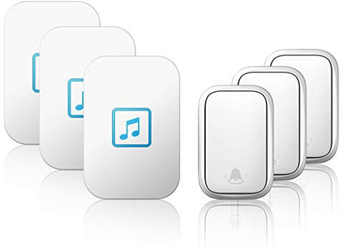 3 Pulsanti 3 ricevitori Campanello Senza Fili autoalimentato 150 m Telecomando Nessuna Batteria Richiesta 3 Pulsanti Chiamata a casa squillo Campanello Spina USA EU UK