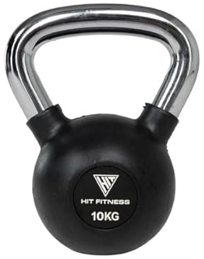 Hit Fitness Unisex-Adult Kettlebell with Handle | 10kg, Schwarz & Chrom, 16 x 16 x 26 cm