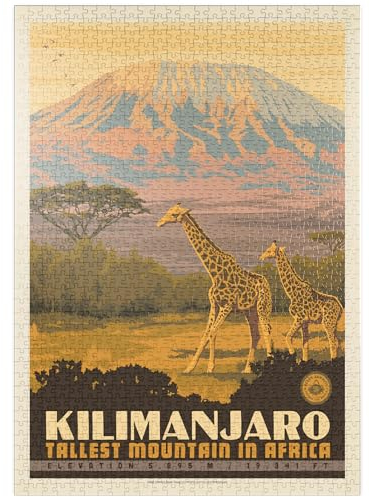 MyPuzzle Kilimandscharo: Höchster Berg Afrikas, Vintage Poster - Premium 1000 Teile Puzzle - MyPuzzle Sonderkollektion von Anderson Design Group