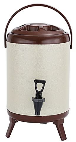 Heißgetränkespender aus Edelstahl, 4L/6L/7,5L/9,5L, Urne für Glühwein, Kaffee, heiße Schokolade, Milchtee, Isolierfass für Home-Party, Gewerbe, leicht zu reinigen (Weiß Braun 6L)