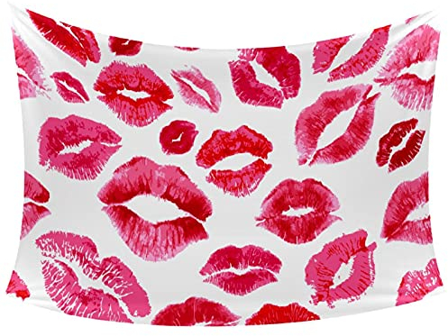 Wandteppich mit rosa Kuss-Muster, Wandbehang, für Wohnzimmer, Schlafzimmer, Wohnheim, Heimdekoration, B 101 x L 152 cm