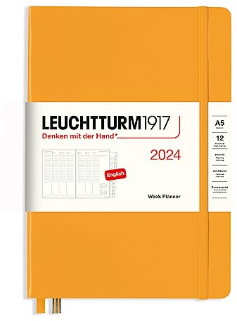 LEUCHTTURM1917 367836 Wochenplaner Medium (A5) 2024, 12 Monate, Rising Sun, Englisch