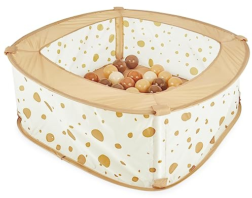 Bieco Piscine a Balle pour Bébé Pop Up Dots | avec 50 Balles | Piscine a Balle pour Enfant | Piscine Balle pour Bébé Piscine a Balle Beige Piscine à Balle Enfant Piscine à Balles Bébé Balles Piscine