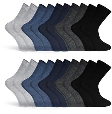 Basic Treasure 20 Paar Socken Herren 43-46, Soft Baumwolle, Blau, Herren und Damen, Socks Herren 43-46 für Business, Sport und Alltag