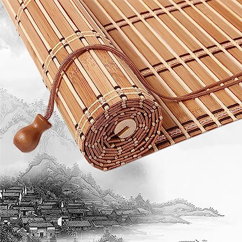Rideau en Bambou,Store Enrouleur Bambou Naturel,Stores À Rouleaux Romains,Store Occultant en Bambou Exterieur pour fenêtre,pour Jardin,Balcon,Personnalisable-F-W130xH100cm/51x39in