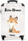NoBoringSuitcases.com® Koffer personalisiert, Kinder Koffer 55x40x20cm Handgepäck Trolley, Kindergepäck - Kinder Handy - Fuchs mit Vögeln - Leicht - Koffer mit Namen Initialen Fotokoffer