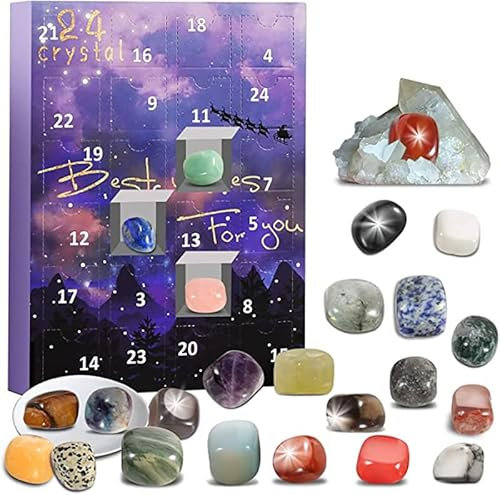 Adventskalender 2024 für Kinder Kristalle,Edelsteine Set 25 teiliges,Natürlichen Edelsteine,24 Tage Weihnachten Countdown Überraschungen, Beste Geschenk für Mädchen, Jungen