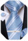 DiBanGu Herren-Krawatte, Seide, kariert, gestreift, Krawatte und Einstecktuch, Manschettenknöpfe, Set mit Geschenk-Box, formelle Hochzeit, Party, Hellblau / gestreift, Einheitsgröße