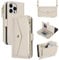 Zouzt for iPhone 14 Pro Wallet Case for Women, Purse with Credit Card Holder Slots Crossbody Lanyard Strap Zipper Flip Book Shockproof Protective Phone Cover for Apple 14 Pro 6.1 Inch (White)