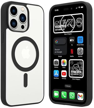 Custodia magnetica con bordo a colori Hz, custodia magnetica per iPhone (iPhone 15 Pro, nero)