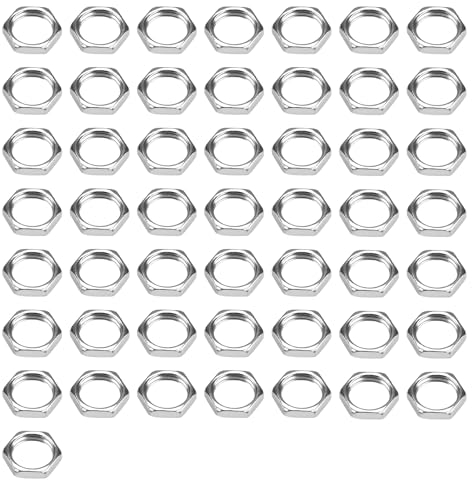 HERKINDNESS 50 Stück Mutter M10x1 SW12 2.5mm ISO Feingewinde DIN 13-5 Verzinkte Schlüsselmutter, Sechskantmutter für Lampen DIY und Zubehör Austausch
