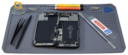 MMOBIEL Tappetino per Saldature e Riparazioni in Silicone – 35x22cm Resistente al Calore Fine a 500°C - Tappetino da Banco per Saldature ed Elettronica - Con Isolamento Termico – Grigio