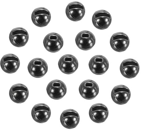 PATIKIL 2.5mm Tungsten Slotted Beads for Fly Tying, 50 Pcs Tungsten Beads Round Bead Head Ball for Jig Hooks Fishing Fly Tying Materials, Black Nickle