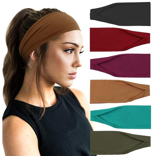 DRESHOW 6 Stück Damen Stirnband Kopfband Haarband Turban Elastische Stirnband Haarschmuck für Mädchen Alltag Yoga Sport Fitness