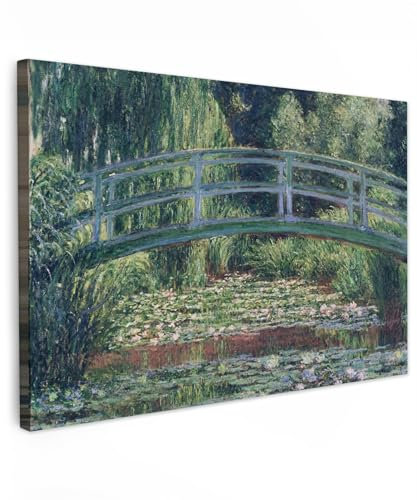 MuchoWow© Impression sur Toile Peinture 120x80 cm Tableau Mural Decoration Salon Reproductions de Tableaux Murale ReproductionsPont japonais et nénuphars - Peinture de Claude Monet