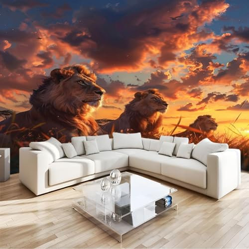 Photo Wallpaper Wall Application Prairie Lion Wallpaper Designer Photo Mural- 150 x 105 cm Wall Mural- for Living Room Bedroom Home Decoration
