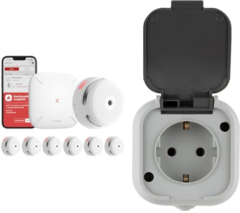 Detector de Humo X-Sense Smart XS01-M con estación Base SBS50 y estándar Rev, Toma para Cuartos húmedos, Montaje en Superficie, Gris