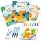 TECJOE 3er-Pack Malbücher mit Wasserfarben für Kleinkinder, Aquarellfarben-Set mit 6 Pinseln, Malaktivität, Kunst- und Bastelspielzeug (Wald & Prinzessin & Dinosaurier)