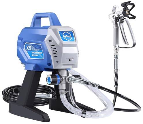 Gyfent X9 Farbsprühsystem Elektrisch 700W, Airless Farbsprühgerät 1,5L/min mit Druck und Motorgeschwindigkeitsregulierung, Effizientes Wandfarbe Sprühgerät für Hause Garten Decke Zäune Garage DIY
