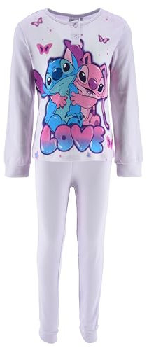 Disney Stitch y Angel Pijamas para Niña, Diseño Pijama Algodon Suave Camiseta y Pantalon Largo 2 Piezas para Niña, Talla 8 Años | Rosa