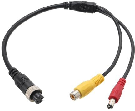 PATIKIL 4 Pin Aviation Female to RCA-Female Adapter DC-Male Cable 13.8 Inch / 35cm 4-Pin Aviation Connector to DC-Male Connector Cable for Car Camera Monitor Video