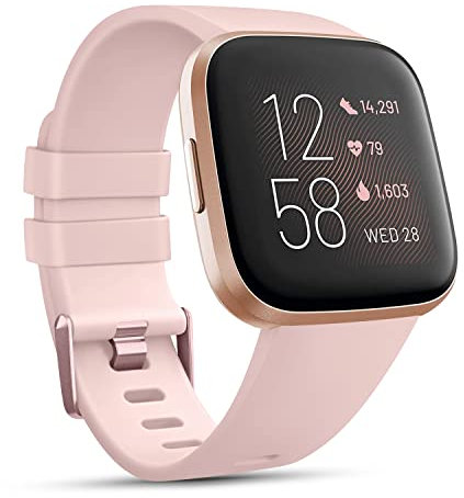 Oumida Bracelet compatible avec Versa 2/Versa/Versa Lite, Sport Silicone Souple Bracelet pour Versa/Versa Lite/Versa 2 (Rose, L)