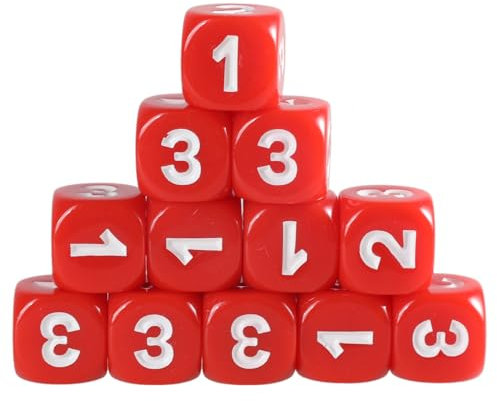RPFROP Set di 12 dadi da gioco da 13 mm con numeri grandi a 6 lati in acrilico dadi educativi ad angolo arrotondato