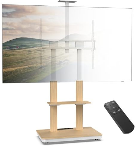 XTRARM Duolite mobile support TV électrique pour 45-110 max. 120 kg, élévateur TV motorisé avec réglage progressif de la hauteur par télécommande, max. VESA 900x800, avec étagères et prise de courant