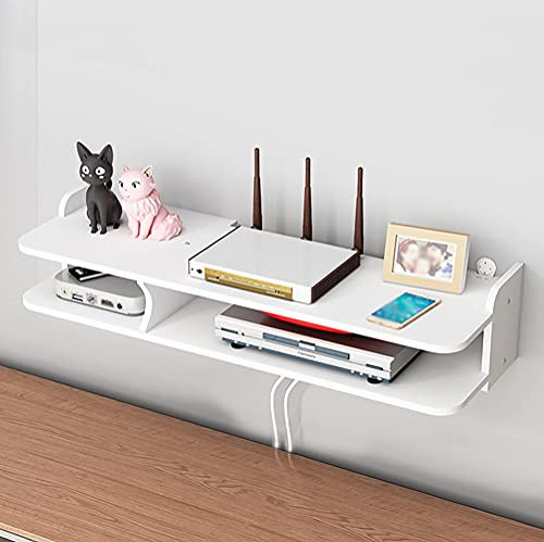 IUBGFTO Centre multimédia Mural, Support TV Flottant, étagère Flottante Murale pour décodeur, routeur pour la Maison (Blanc 60 cm)