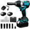 WUDLEP 800N.m 1/2 Cordless Impact Gun, 590ft-lbs 21V Brushless High Torque Wrench with 2 x 4.0Ah Battery, 6 x Sockets & Fast Charger, Power Impact Driver for Truck Car Home Mower