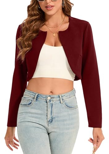 Hobrounn Bolero da donna, elegante, aperto sul davanti, maniche lunghe, per abiti da sera