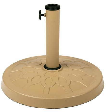 Relsy Sand 12KG Stone Parasol Base For Patio & Outdoor Garden Furniture Umbrella Stand, Unique Resin Brown/Sand Parasol Bases Heavy Duty For Poles Up To 50mm, Gazebo, Canopy, Awning - Model 04
