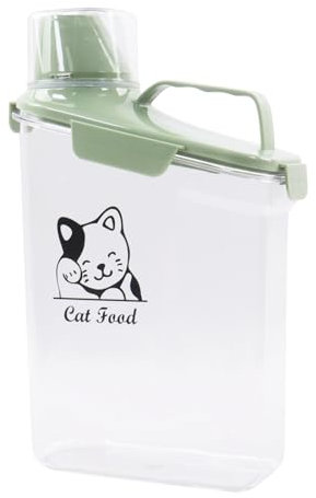 Boite a Croquette Pour Chat 2L Conteneur Pour Aliments Animaux de Compagnie Container Croquette Avec Gobelet Doseur Aliments Animaux Conteneur Chat Portable Boite Croquette-Sans Bpa Vert Transparent