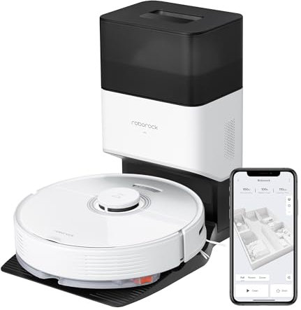 roborock Q7 Max+ Saugroboter mit Absaugstation, Vollgummibürste, 4200Pa Saugkraft, Staubsauger Wischroboter PreciSense-LiDAR-Navigation & 3D Mapping, Teppiche (Weiß) (Generalüberholt)