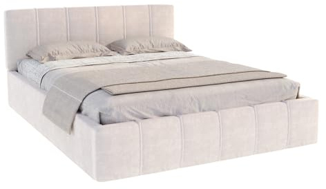 FDM Polsterbett 160x200 cm Doppelbett mit Lattenrost Bettkasten Stauraum Florida Trinity beige mit Kopfteil modern