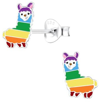 Monkimau Mädchen Ohrringe Alpaca | Ohrstecker aus 925 Sterling Silber | Kinderohrringe hypoallergen