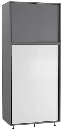 URBNLIVING 180cm 4 Sliding Doors Wardrobe Bedroom Storage Unit with Hanging Rail, Modern Engineered Wood Closet Cupboard, Freestanding Clothes Organizer, Customizable Two-Tone Design, Ample Space