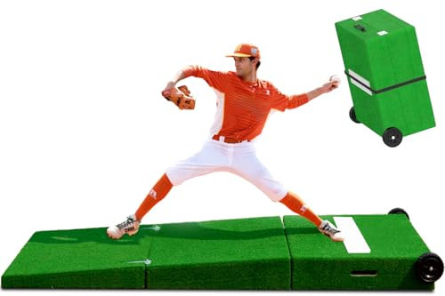 KuiBonu Pitching Mound, Portable Pitchers Mound with Pitching Rubber and Antifade Turf, 6 Foldable Pitching Mound for Baseball Softball Pitching Taining - 90 x 30 x 6 Inch