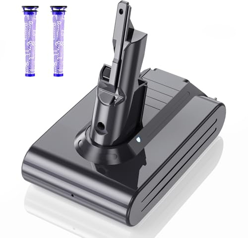6000mAh Replacement for Dyson V7 Battery: Li-ion Battery for Dyson V7 SV11 Compatible with Animal Fluffy Mattress Trigger Motorhead Absolute and Total Series Vacuum Cleaner with 2 Filters