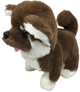 Walking Dog Toys for Kids Plush Robot Realistic Electronic Pet Puppy, Walk and Bark, Interactive Toy Dog for 3 4 5 6 7+ Years Old Gift for Birthdays and Christmas (Brown-White Dog)
